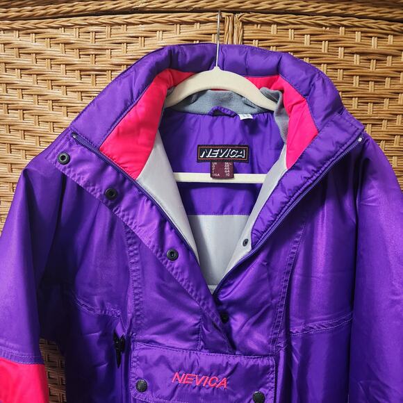 Vintage 90s NEVICA Ski Jacket Women’s Size 10 Purple & Neon Pink Retro Snow Coat - Picture 3 of 16